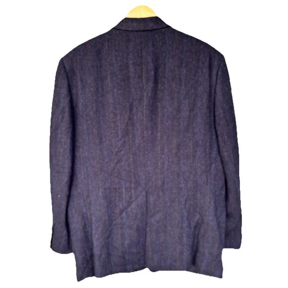 Bert Pulitzer Blazer 44R Blue Brn Herringbone 100% Lambs Wool Suit Coat Jacket - Picture 2 of 8